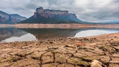Imagen del estado del pantano de Sau. Foto: ACN
