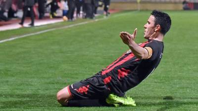 Ramon Folch celebra un gol con el Reus. Foto: Alfredo González