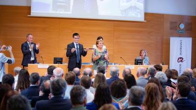 Josep Pallarès, ayer, durante el acto de toma de posesión como rector. foto: Àngel Ullate