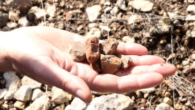 Fragmentos de la cerámica que se usaba para pavimentar el interior del acueducto. FOTO: ACN