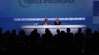 Conferència inaugural d'Artur Mas a la XXXI Reunió del Cercle d'Economia del 28 de maig del 2015. Al costat d'Artur Mas, el president de l'entitat, Anton Costas. Foto: Rafa Garrido (ACN)
