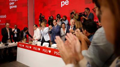 El PSC durante la celebración de los resultados electorales. Foto: EFE