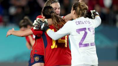 España celebra el pase a la final del Mundial tras derrotar a Suecia. Foto: EFE