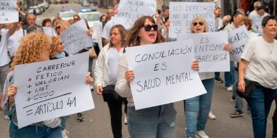 Trabajadores de Carrefour protestan tras el acuerdo de la empresa con los sindicatos. Foto: Cedida
