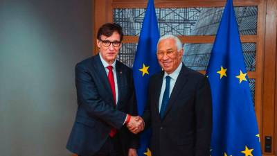 El president de la Generalitat, Salvador Illa, i el president del Consell Europeu, António Costa. Foto: Govern