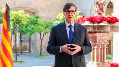 El president de la Generalitat, Salvador Illa, durant el discurs institucional de Sant Jordi. Foto: ACN