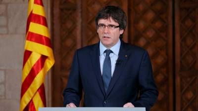 El expresident Puigdemont, Carles Puigdemont, en una declaración institucional. Foto: Ruben Moreno García