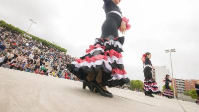 Bailarines y bailarinas se congregaron ayer en el Parc del Francolí con el objetivo de fomentar la danza en Tarragona. FOTO: ÀNGEL ULLATE
