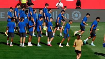 Los jugadores del FC Barcelona sí que entrenaron en La Cartuja. Foto: EFE