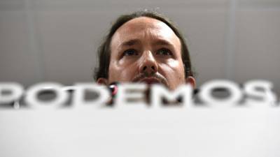 El Secretario General de Podemos, Pablo Iglesias, durante una rueda de prensa en Madrid. EFE / Fernando Villar.