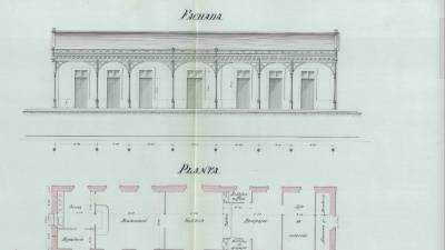 Plano original de la estación junto a la que surgió la colonia ferroviaria de Sant Vicenç de Calders.
