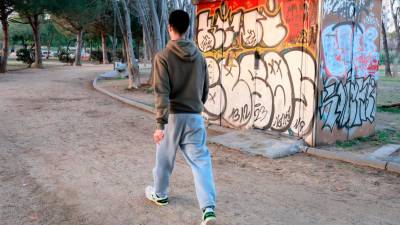 Bajo las pintadas hay un WC que los vecinos del Parc Francolí nunca han visto abierto. foto: Àngel Ullate
