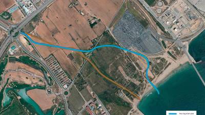 Mapa del recorregut original i el tram que es desvia. FOTOS: Port de Tarragona