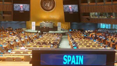 En la Asamblea General de Naciones Unidas para presentar la política española en materia de seguridad vial.