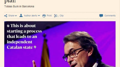 L'entrevista al president de la Generalitat, Artur Mas, al diari 'Financial Times'