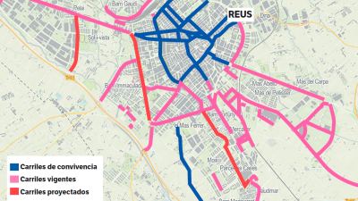 La red ciclable de Reus, tal como la muestra el Geoportal. Fuente: Geoportal de Reus