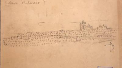 Passejades. Perfil de Tarragona en llapis i carb&oacute; sobre paper, en bloc de dibuix. Foto: Pere Ferr&eacute;