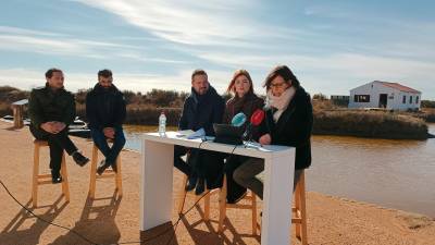 De izquierda a derecha, Cristian Jensen, Josep Culví, Juan Guardiola, Aida Boix e Inés Martí durante la rueda de prensa. Foto: J. R.