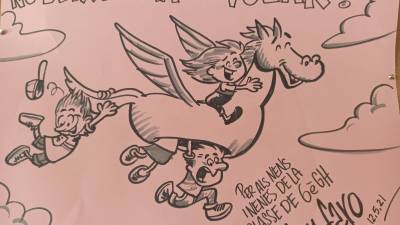 Este es el dibujo del Cavall Alat que Andrés Faro regaló a la clase.