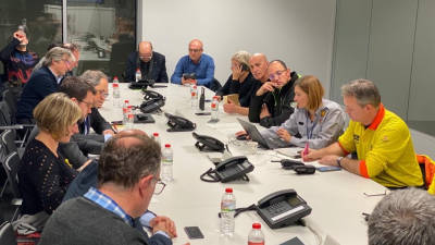 Imagen de la reunión de coordinación del pasado martes por la noche en las instalaciones del edificio del 112. FOTO: TWITTER.COM/TGNGOB