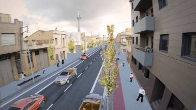 Imatge virtual de la futura avinguda Catalunya tal i com han aprovat els veïns. Foto: Ajuntament de l'Aldea