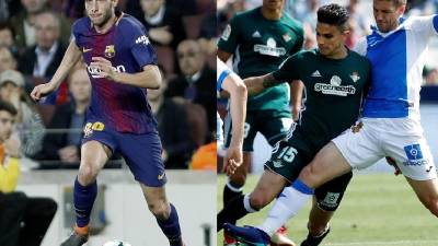 Sergi Roberto y Marc Bartra, los dos jugadores de la provincia con opciones de ir al Mundial. Foto: EFE
