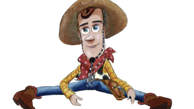 Bud Luckey, color de Ralph Eggleston. Woody. Toy Story, 1995. Técnica mixta sobre papel. Foto: Pixar