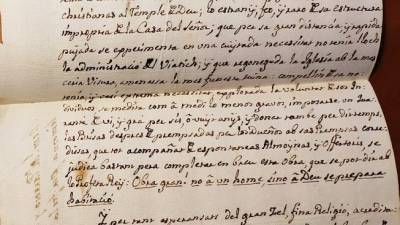 La carta del rector a la marquesa en 1796 donde le dice la necesidad de una nueva iglesia.