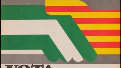 Cartel de propaganda electoral del Partido Socialista de Andalucía-Partido Andaluz en las elecciones al Parlament de Catalunya de 1980. Foto: Universitat Autònoma de Barcelona. Biblioteca de Comunicació i Hemeroteca General. CEDOC