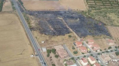 Vista aèria de la zona de l'incendi de Vinyols. FOTO: BOMBERS DE LA GENERALITAT