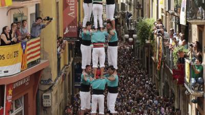 Els Castellers de Sant Pere i Sant Pau volen completar la primera tripleta de vuit del seu historial aquest diumenge. FOTO: Pere Ferr&eacute;