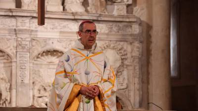Fra Rafel Barruè durant la cerimònia d’aquest matí al monestir de Poblet. Foto: Roser Urgell
