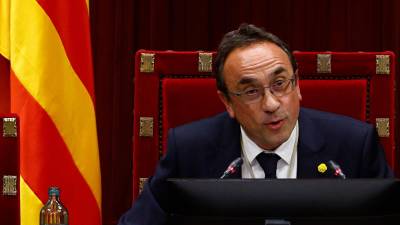 Josep Rull, este lunes en el Parlament. Foto: EFE