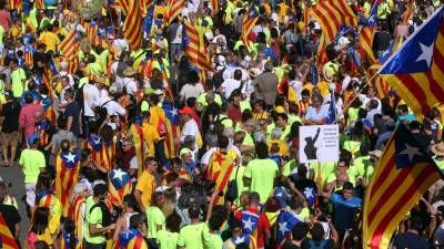 La confluencia del Passeig de Gràcia i carrer Aragó a Barcelona durant la manifestació. Foto: EFE