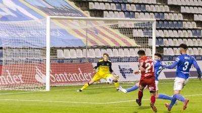Joan Oriol fue el protagonista del partido en Lleida con dos goles a su exequipo. foto:Joan Baseda
