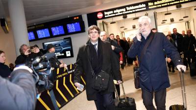 Carles Puigdemont, a su llegada hoy lunes al aeropuerto de Copenhague.