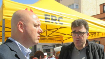 Josep Caparrós y Lluís Salvadó, en un acto de campaña de ERC del año pasado.