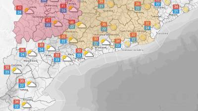 La previsió meteorològica d'aquest dijous, 12 d'agost. Foto: Meteocat