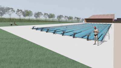 Imagen virtual del aspecto que ofrecerá la piscina olímpica durante la celebración de los Juegos de 2018.
