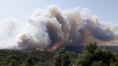 Imagen del incendio en la Ribera d'Ebre. Foto: Twitter Bombers