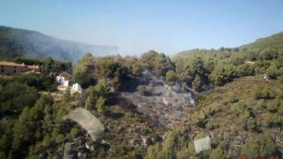 La zona afectada pel foc de Querol. Foto: Bombers de la Generalitat