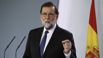 El presidente del gobierno Mariano Rajoy compareció para explicar la aplicación del Artículo 155 de la Constitución, tras el Consejo de Ministros extraordinario celebrado hoy. FOTO: EFE
