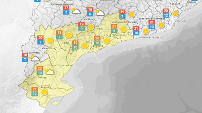 La predicció meteorològica d'aquest dimecres Tarragona. FONT: Meteo.cat