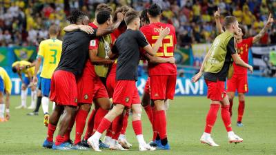 Bélgica celebra el triunfo ante Brasil. Foto: EFE