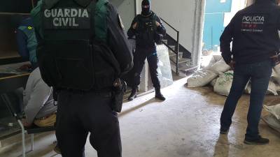Imágenes de Mossos y Guardia Civil durante los registros y detenciones en el polígono de Vila-seca y en otras localidades de Catalunya.