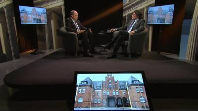 El president cessat pel 155, Carles Puigdemont, durant l’entrevista que li va fer el director de TV3. FoTO: ACN