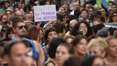 Concentración en Madrid contra la puesta en libertad de los miembros de la manada. FOTO: FERNANDO SÁNCHEZ