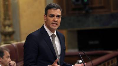 Imagen de Pedro Sánchez durante su intervención en el pleno. EFE
