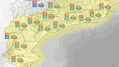 La predicció meteorològica d'aquest dimecres al matí a Tarragona. FONT: Meteo.cat