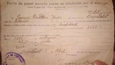 El documento que recibió Jaume Castellví en abril de 1939. FOTO: DT